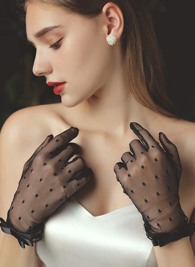 QRBTSCL Short Black Lace Gloves Tea Party Gloves Costumes Glove for Wedding Dinner Party - Image 5